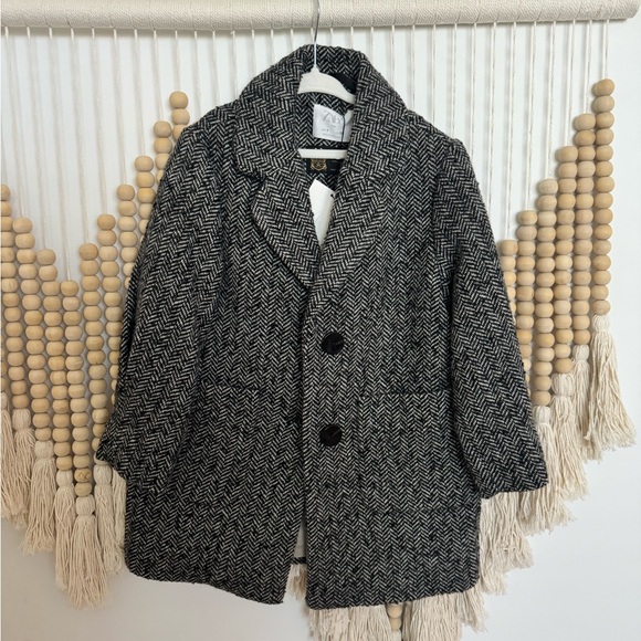 Zara Kids Wool Herringbone Manteco Peacoat. Size 7 - Picture 3 of 3